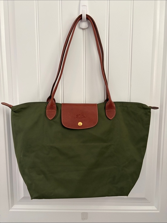 Longchamp Handbags - Longchamp Le Pliage Tote with Brown Leather Trim